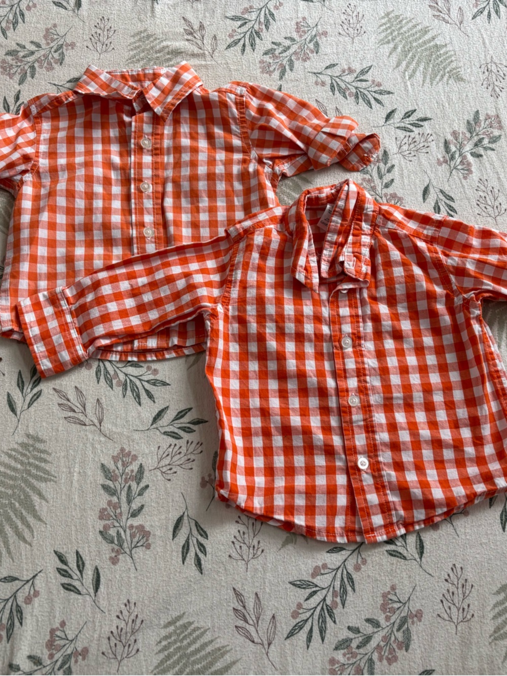 Matching Orange and White Button-Down Shirt (Kids) 3-6m and 6-12m